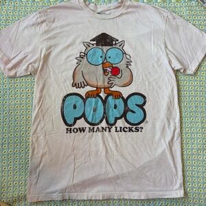 Tootsie Roll Blow Pops Mr Owl How Many Licks Graphic T Shirt Cream Large